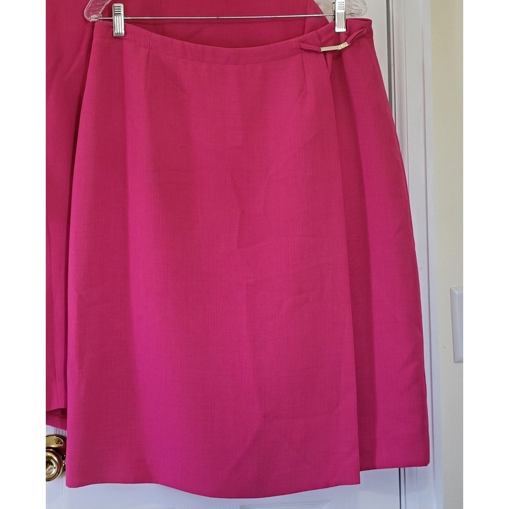 Liz Claiborne Collection Pink Skirt Suit Set Short Sleeve Faux Wrap Skirt 16 - Picture 6 of 14